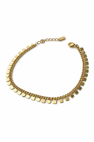 14K Gold Kare Küp Pul Bileklik