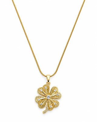 14K Gold Taşlı Yonca Kolye