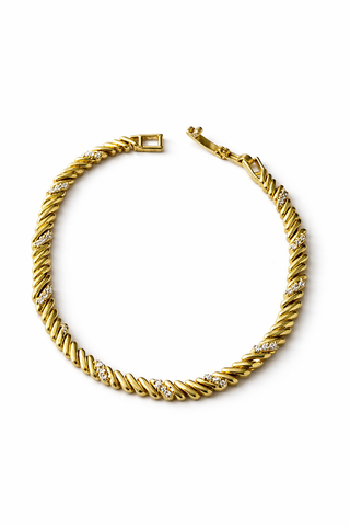 14K Gold Çizgi Taş Desen Bileklik