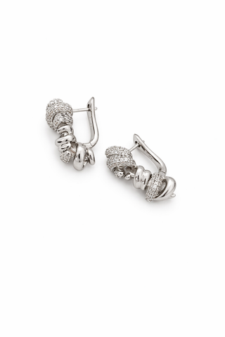 Silver Burgu Desen Taşlı Küpe