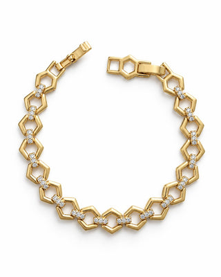 14K Gold Beşgen Taşlı Bileklik
