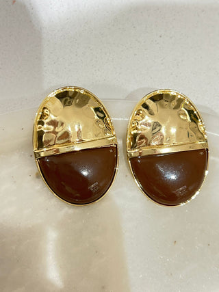 Yarı Gold Kahve Küpe