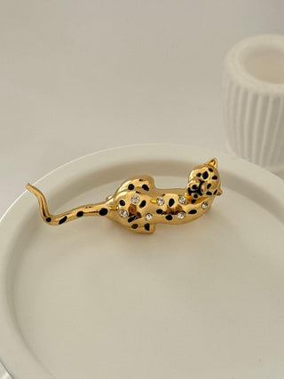 Gold Tasarım Leopar Broş