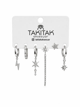 Silver Kutup Yıldızı 6lı Set Küpe