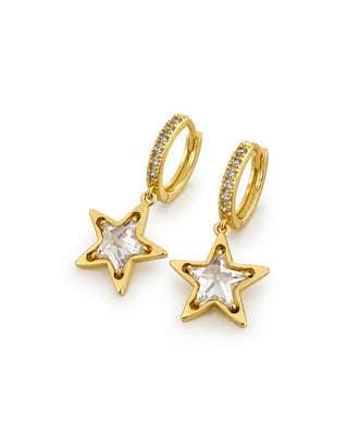 14K Gold Yıldız Sarkıt Küpe