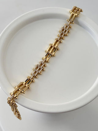 14K Gold Yarı Taşlı Livano Zincir Bileklik