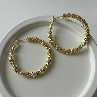Gold Büyük Boy Tırtıklı Halka Küpe