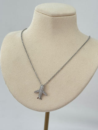 Silver Çelik Uçak Kolye