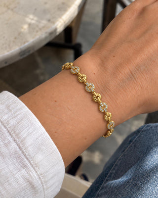 14k Gold Beşgen Taş Detay Bileklik