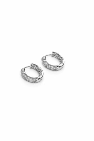 Silver Minimal Taşlı Halka Küpe