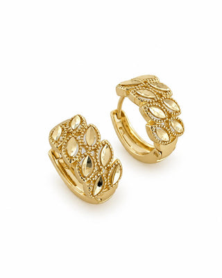 14K Gold Arpa Desen Kuyum Model Halka Küpe