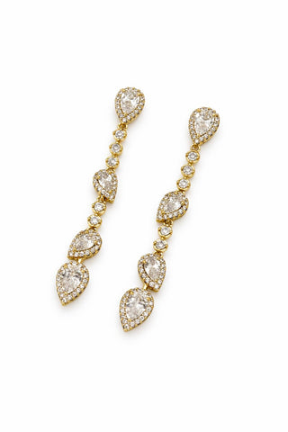 Gold Damla Taşlı Sarkıt Küpe