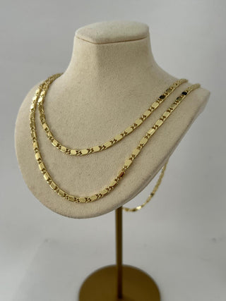 14K Gold Uzun Form Ezme Zincir Kolye