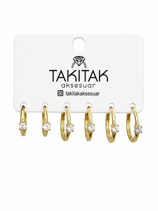 Gold Tektaş 6lı Set Küpe