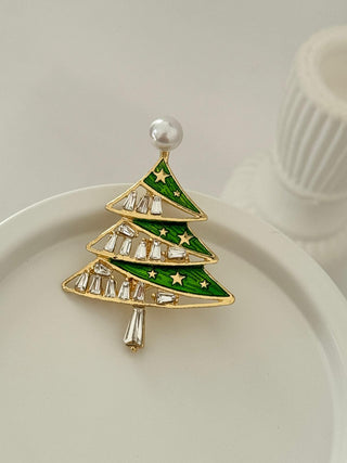 Yeşil Krem Çam Ağacı Yeni Yıl Broş