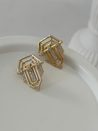 14K Gold Minimal Çift Renk Seranay Küpe