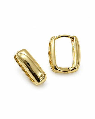 Minimal Kare Form Gold Halka Küpe