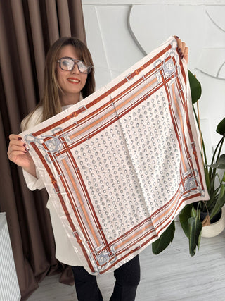 Bordo Krem Desen Fular