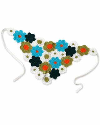 Mix Renk Çiçek Desen Üçgen Örgü Bandana