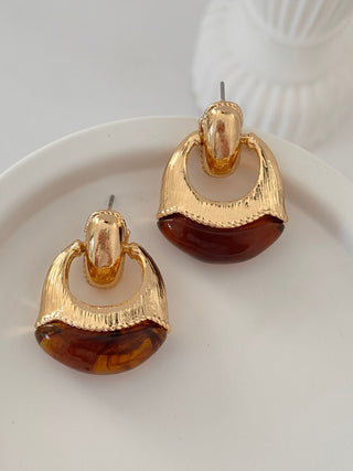 Marka Model Gold Kahve Geçişli Küpe