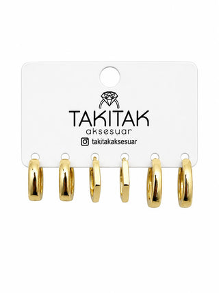 Gold 6lı Basıc Halka Küpe Seti