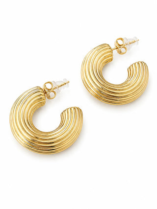 Gold Çizgi Desen Halka Küpe