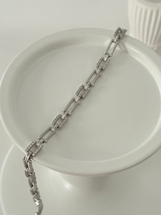 Silver Yarı Taşlı Kare Taşlı Bileklik