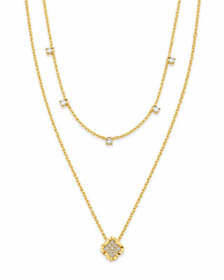 14K Gold İkili Yonca Kolye