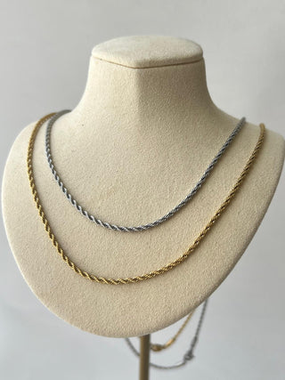 Çelik İnce Form Burgu Kolye Gold / Silver