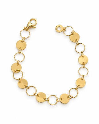14K Gold Plaka Halka Detay Bileklik