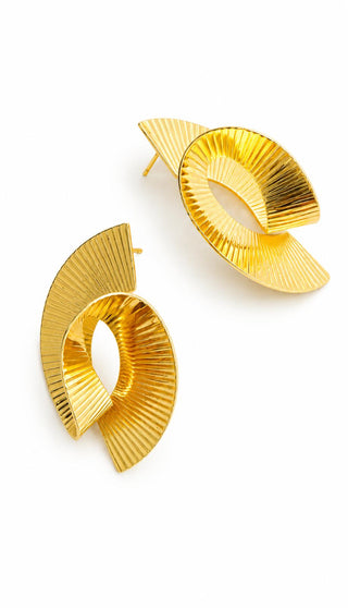 Gold Çizgi Burgu Desen Küpe