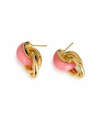 Minimal Pembe Sedef Taşlı Marka Model Küpe