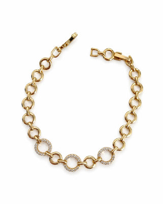 14K Gold Yuvarlak Taşlı Halka Form Bileklik