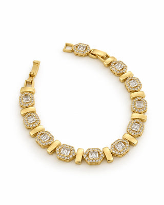 14K Gold Üçgen Baget Taş Bileklik