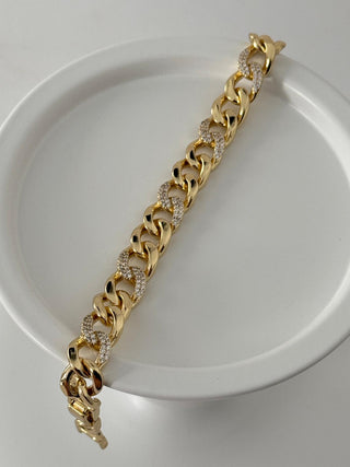 14K Gold Yarı Taşlı Zincir Form Bileklik