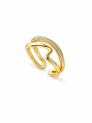 Gold İkili Görünüm Zigzag Yüzük