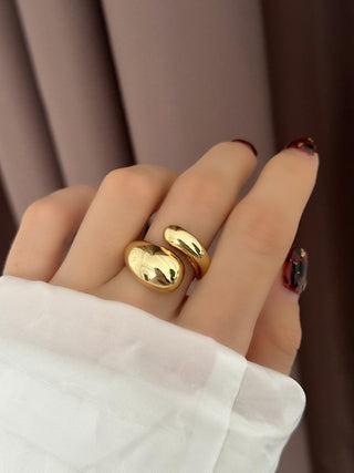 Gold Ayarlanabilir Damla Form Yüzük