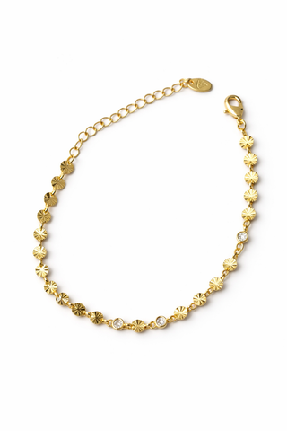 14k Gold Desenli Pul Zincir Bileklik