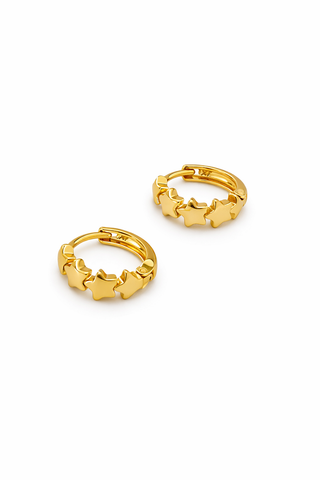 Gold Minimal Yıldız Halka Küpe