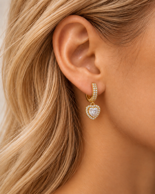 14K Gold Marka Model Kalp Küpe