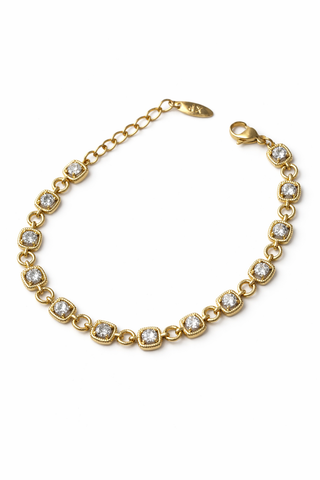 14K Gold Kare Form Taşlı Bileklik