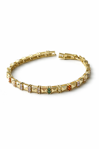 14K Gold Renkli Taşlı Su Yolu Bileklik