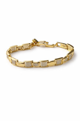 14K Gold Kare Taşlı Bileklik