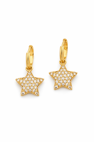 Minimal Gold Taşlı Yıldız Küpe