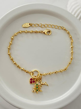 14K Özel Seri Geyik Çam Ağacı Yeni Yıl Bileklik