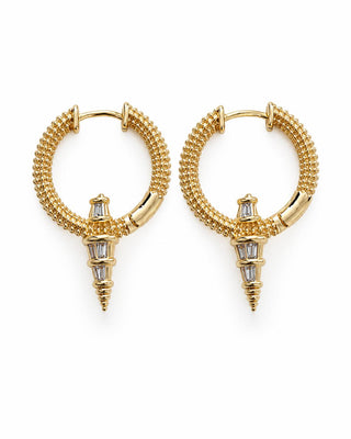 14K Gold Çivi Desen Halka Küpe