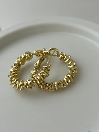 Gold Minimal Tırtıklı Halka Küpe