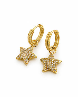Gold Minimal Taşlı Yıldız Küpe