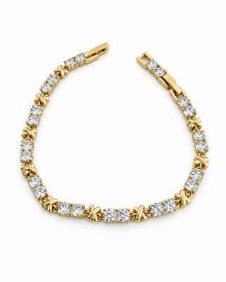 14K Gold Taşlı X Desen Bileklik