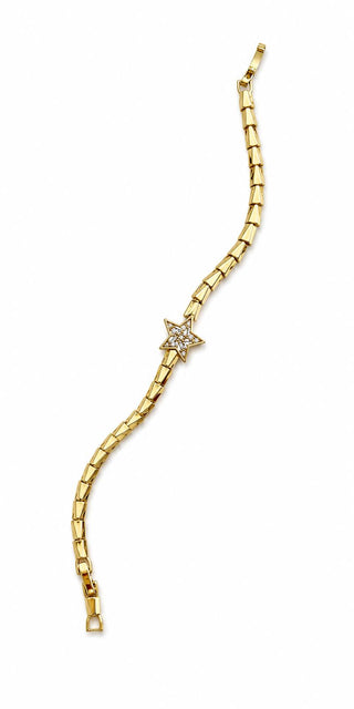 14K Gold Üçgen Desen Zincir Yıldız Bileklik